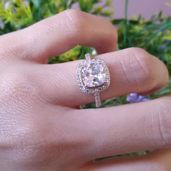 8mm Art Deco Princess Cut Ring Engagement Wedding Band Trendy