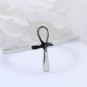 10mm Ankh Rhodium Plated Ring Band Thumb Ring Trendy Band New Design Solid Band 925 Sterling Silver Celtic Black