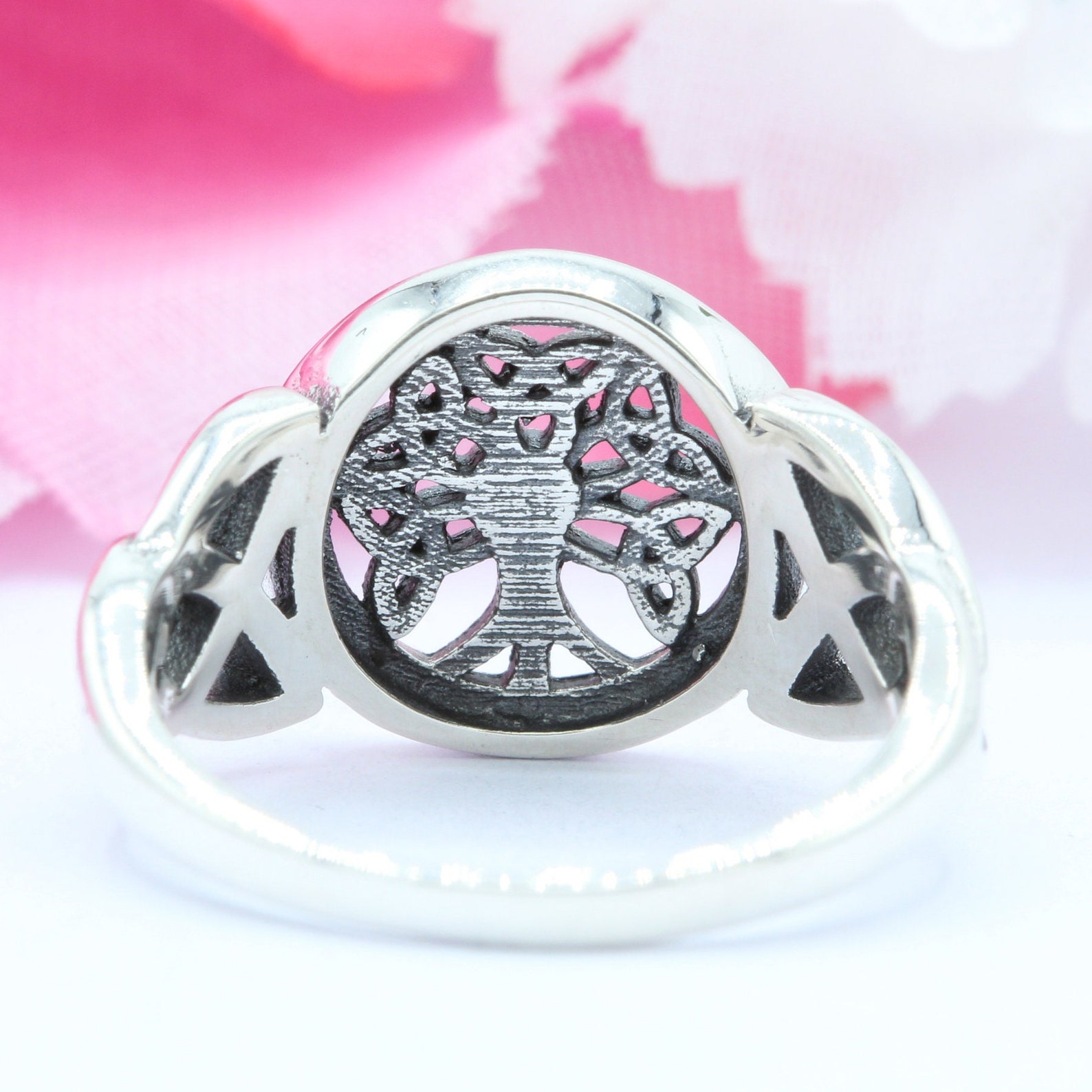 Sterling Silver Celtic Tree of Life Ring - Trinity Knot Band - Etsy