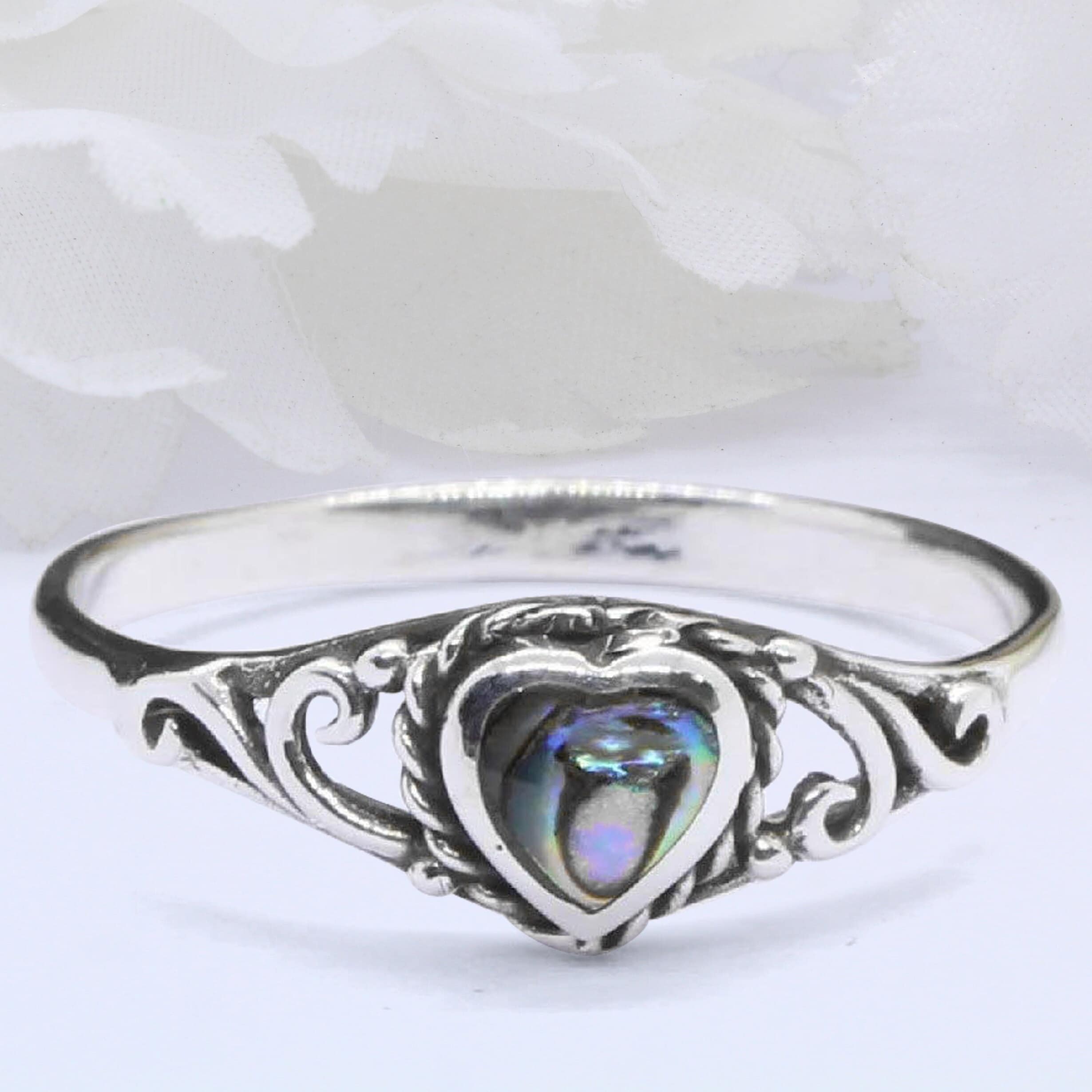 Sterling Silver Filigree Heart Ring, Black Agate Thumb Ring - Etsy