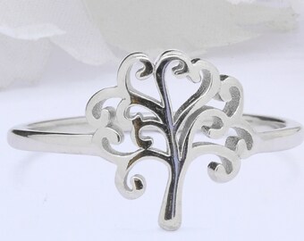 11mm Filigraan Swirl Tree of Life Ring 925 Sterling Zilver Geoxideerde Tree of Life Shape Ring Thumb Ring Solid Plain Ring