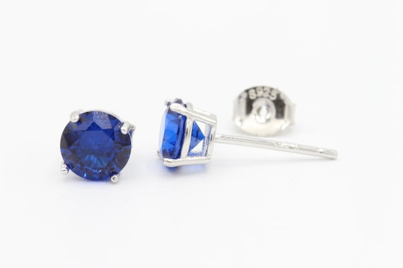 Ohrhänger Silber 925 Blaue Saphir Und Brillant Synthesen - Ch. Wicz