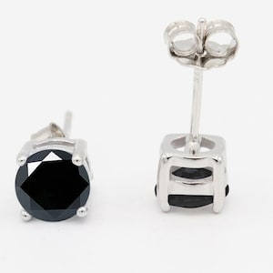 Round 3mm 4mm 5mm 6mm 7mm 8mm 9mm 10mm Black Diamond CZ Stud Earring Solid 925 Sterling Silver Stud Post Earring Tiny Solitaire Gift Black