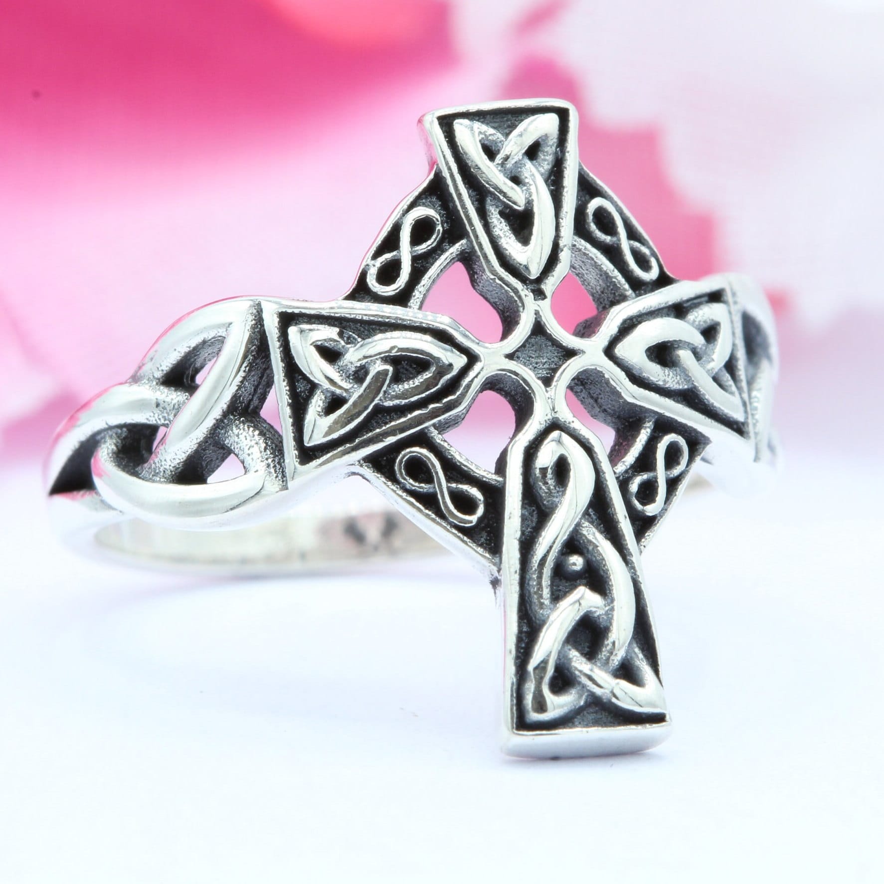 Celtic Knot Criss Cross Woven Thumb Ring - 925 Sterling Silver, Sizes 3-10 - View #6