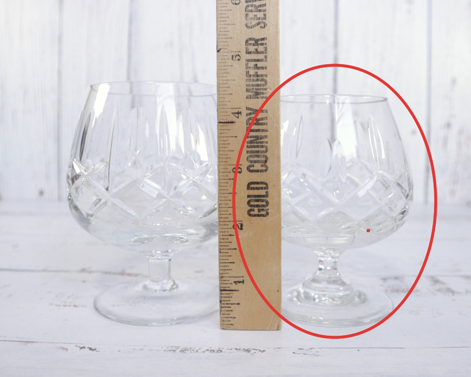 Pair of Cut Crystal Brandy Snifter Egg Nog Glasses Mikasa Coventry