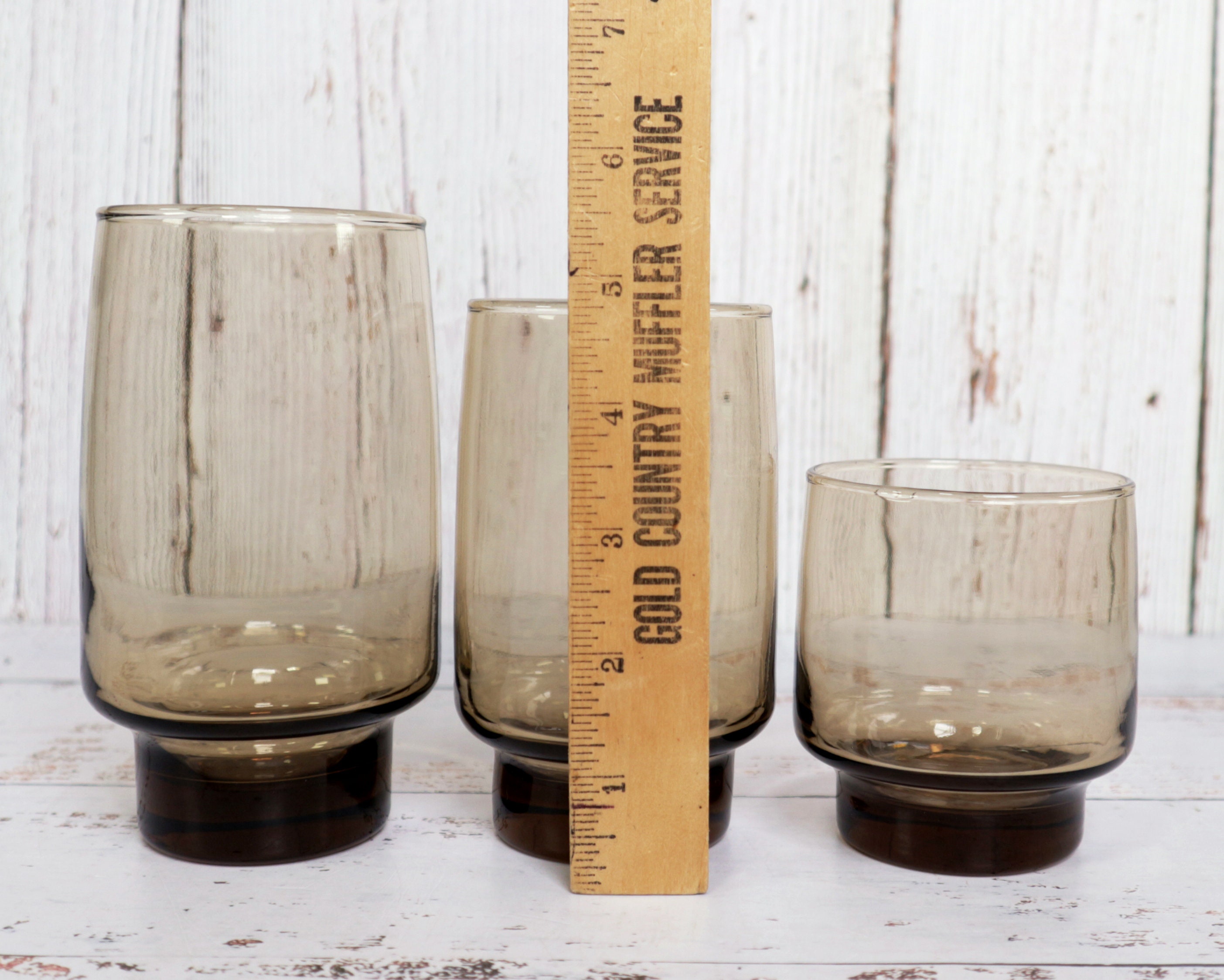 1970's Smoke Brown Drinking Glasses Set 3 Libbey Tawny Accent Tumblers ...