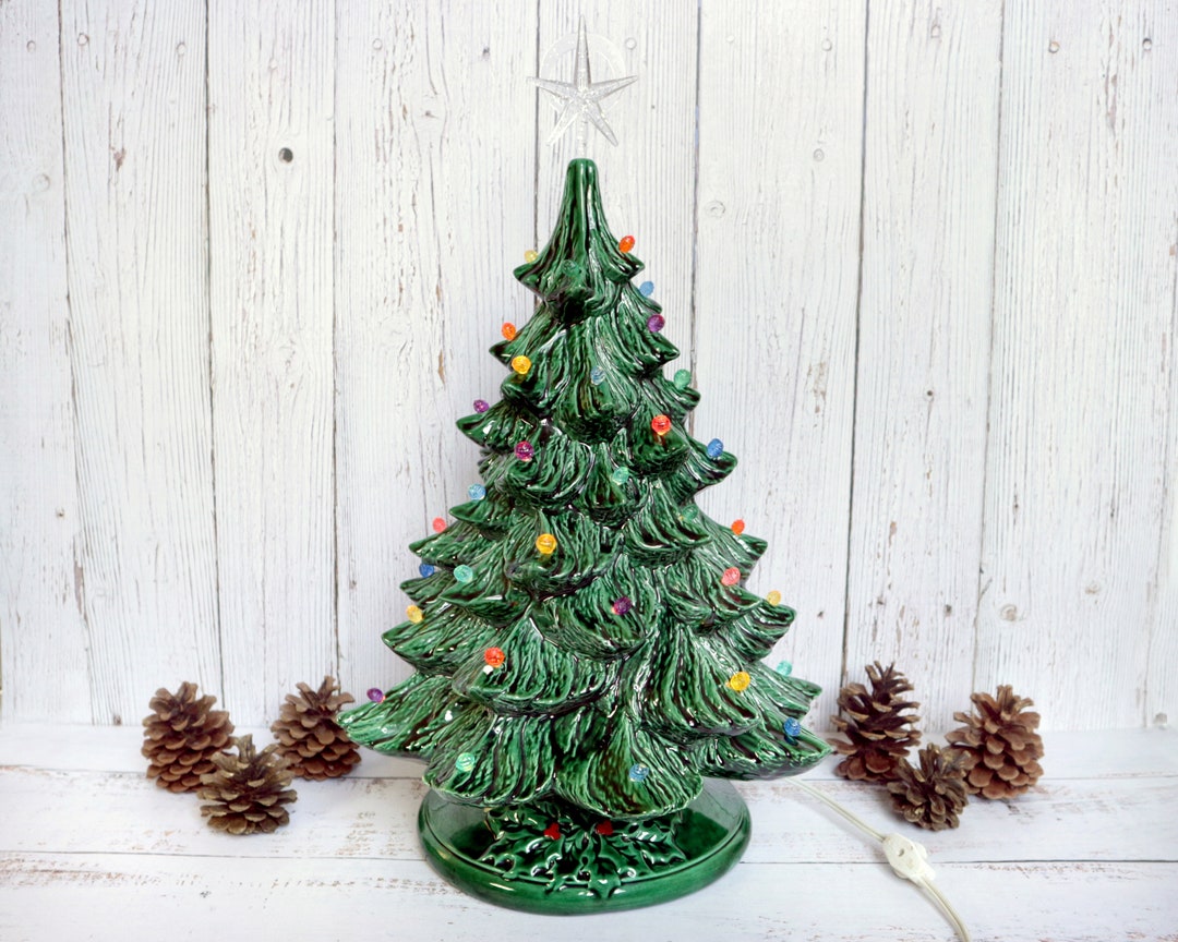 Large Ceramic Lighted Christmas Tree W/ Base 50 Light up Peg Etsy