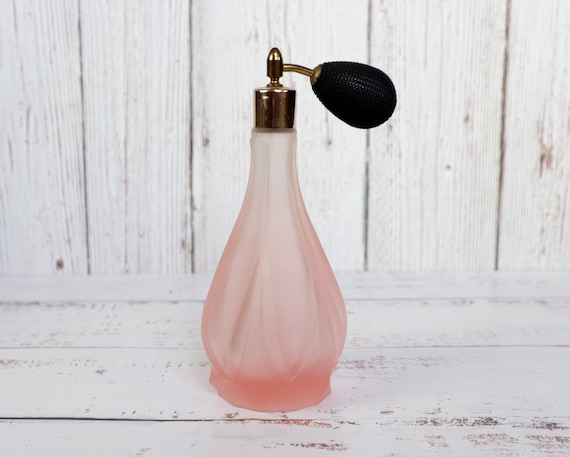 Vintage Glass Perfume Bottle Atomizer Satin Frost… - image 2