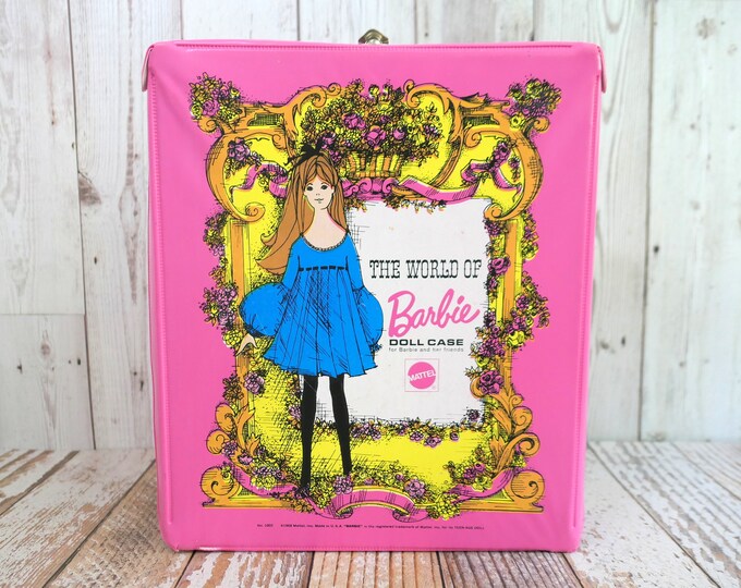 1968 World of Barbie Doll Carry Case Pink Mod Vinyl Vintage Mattel