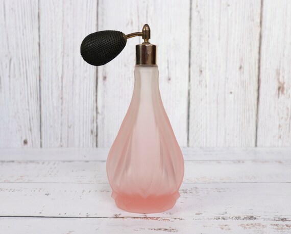 Vintage Glass Perfume Bottle Atomizer Satin Frost… - image 3