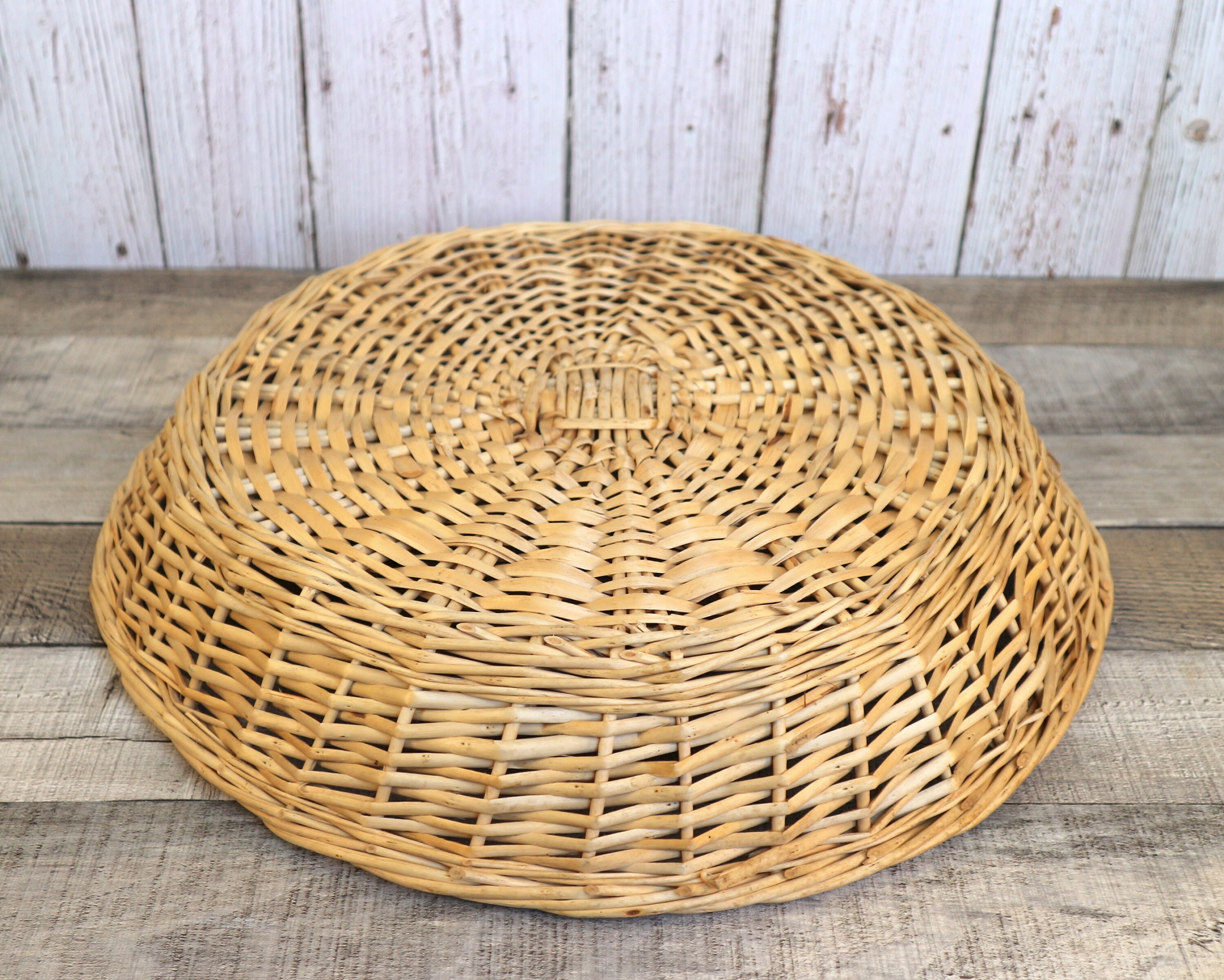 Large Round Shallow Wicker Basket Tray Fruit Veggie Bread Etsy