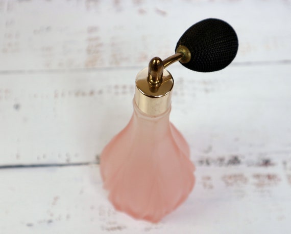 Vintage Glass Perfume Bottle Atomizer Satin Frost… - image 4