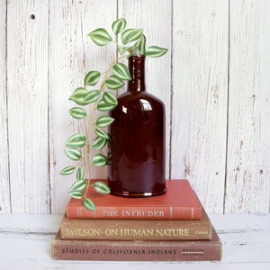 Vintage Pottery Bottle Liquor Whiskey Brown Ceramic | Mid-Century Stoneware Crockery Rustic Farmhouse Cottage French Country Home Decor