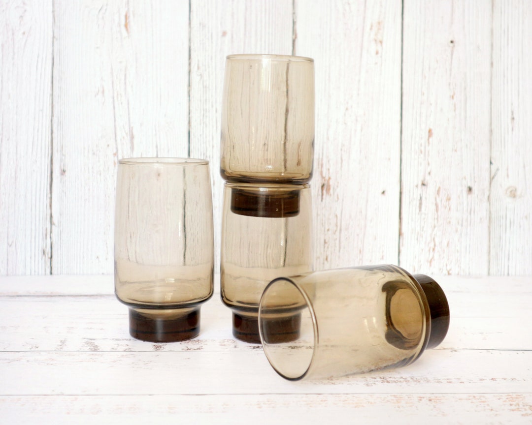 1970's Smoke Brown Drinking Glasses Set 4 Libbey Tawny - Etsy