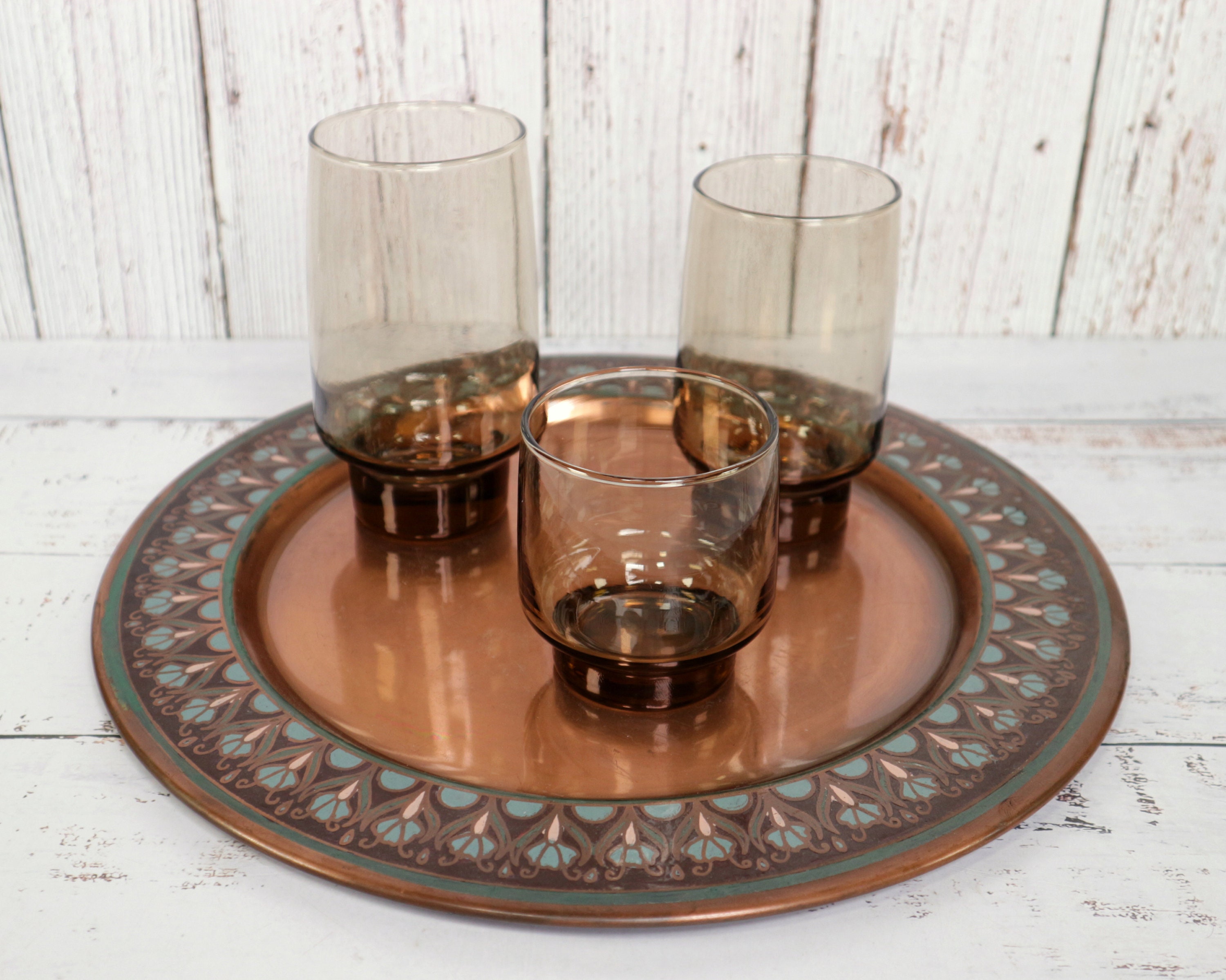 1970's Smoke Brown Drinking Glasses Set 3 Libbey Tawny Accent Tumblers ...