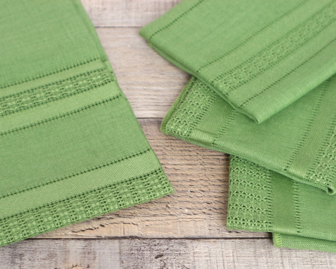 Vintage Green Cloth Napkins Set 4 Fabric Serviettes Retro Etsy