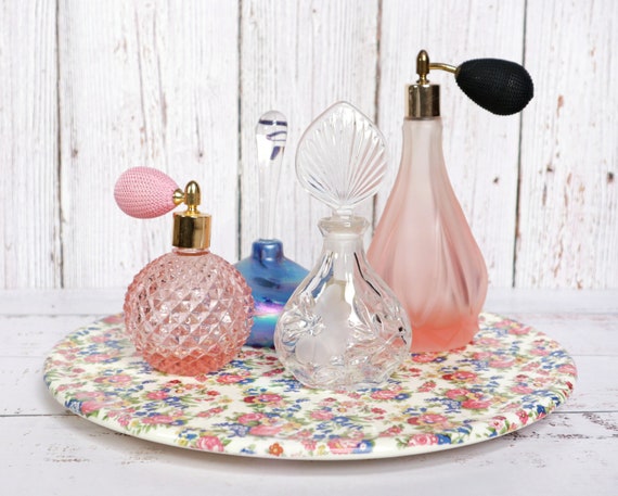 Vintage Glass Perfume Bottle Atomizer Satin Frost… - image 9