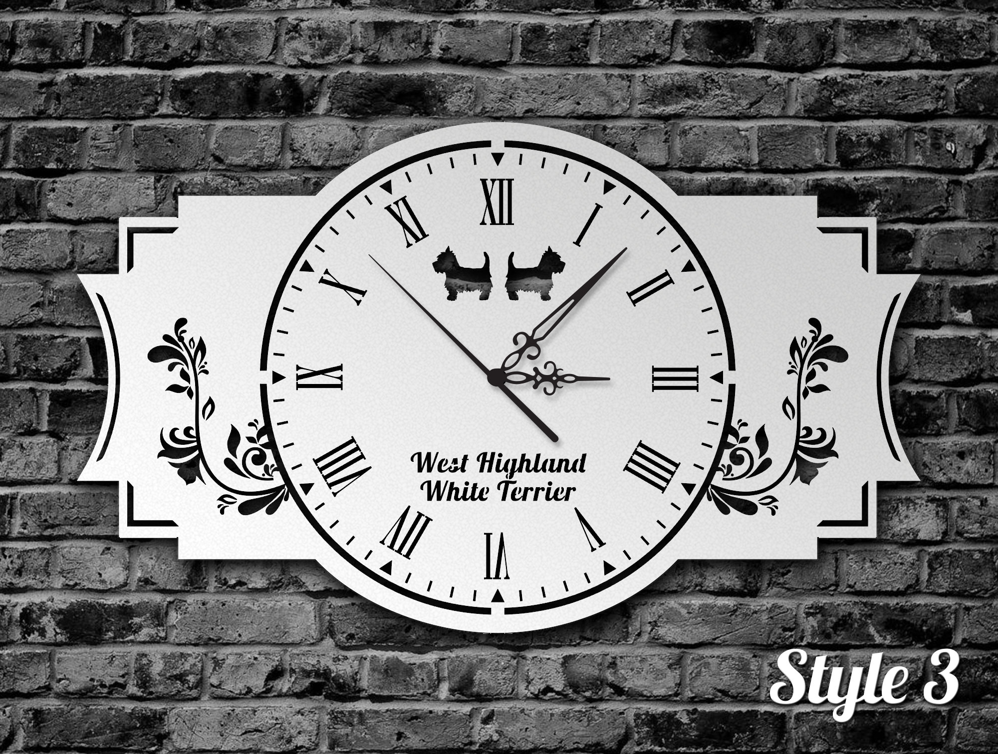Wall Clock West Highland White Terrier Westie Etsy