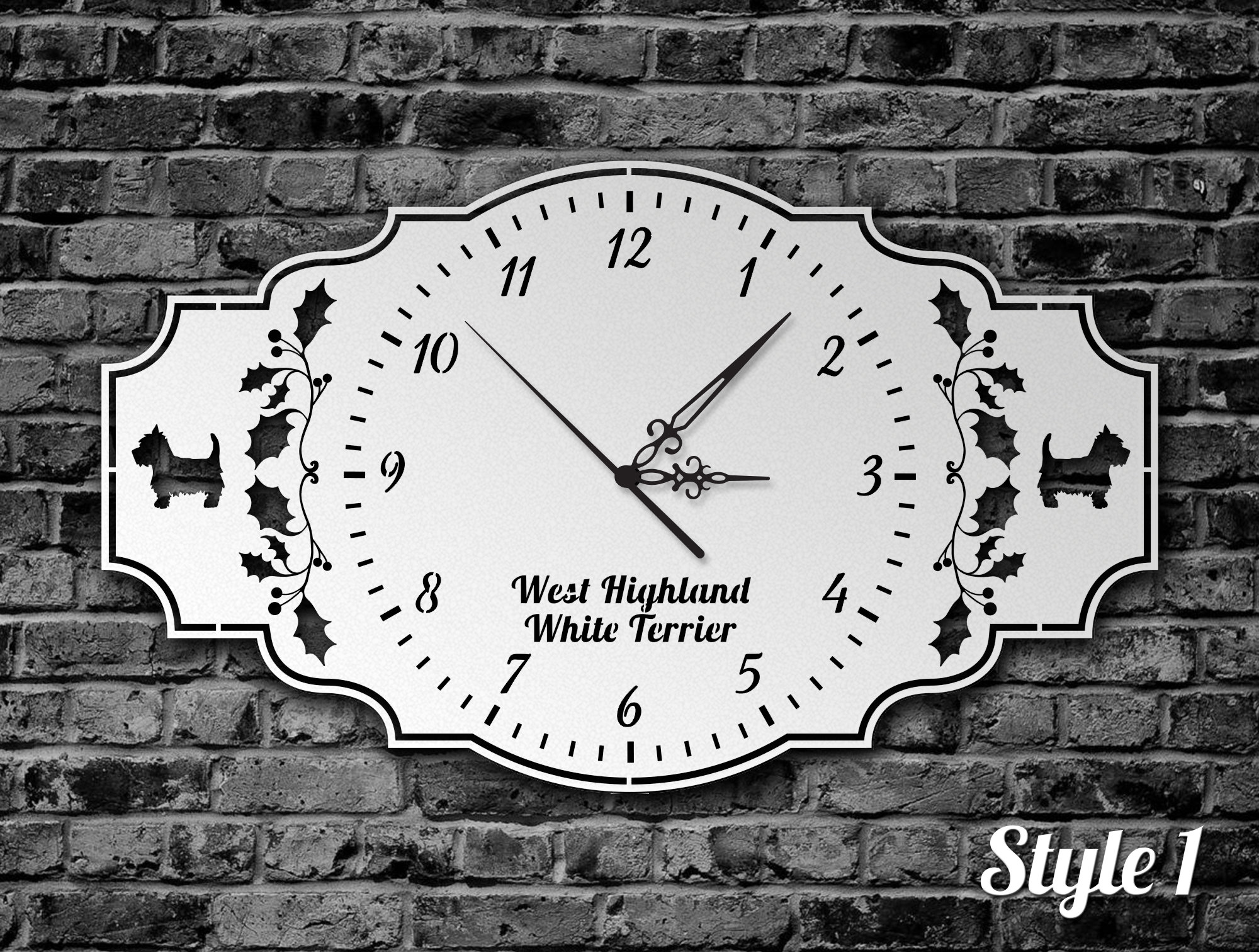 Wall Clock West Highland White Terrier Westie Etsy