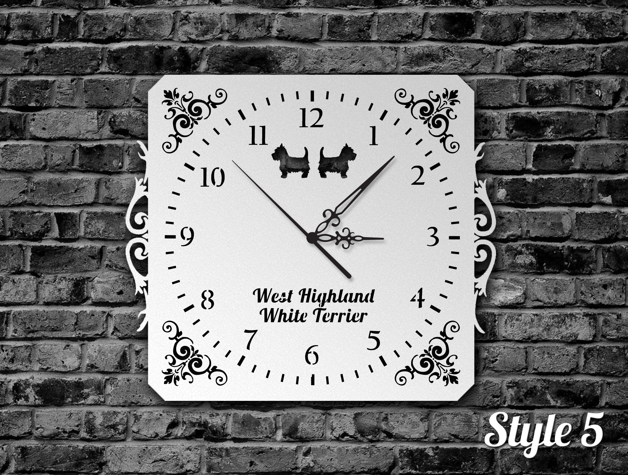 Wall Clock West Highland White Terrier Westie Etsy
