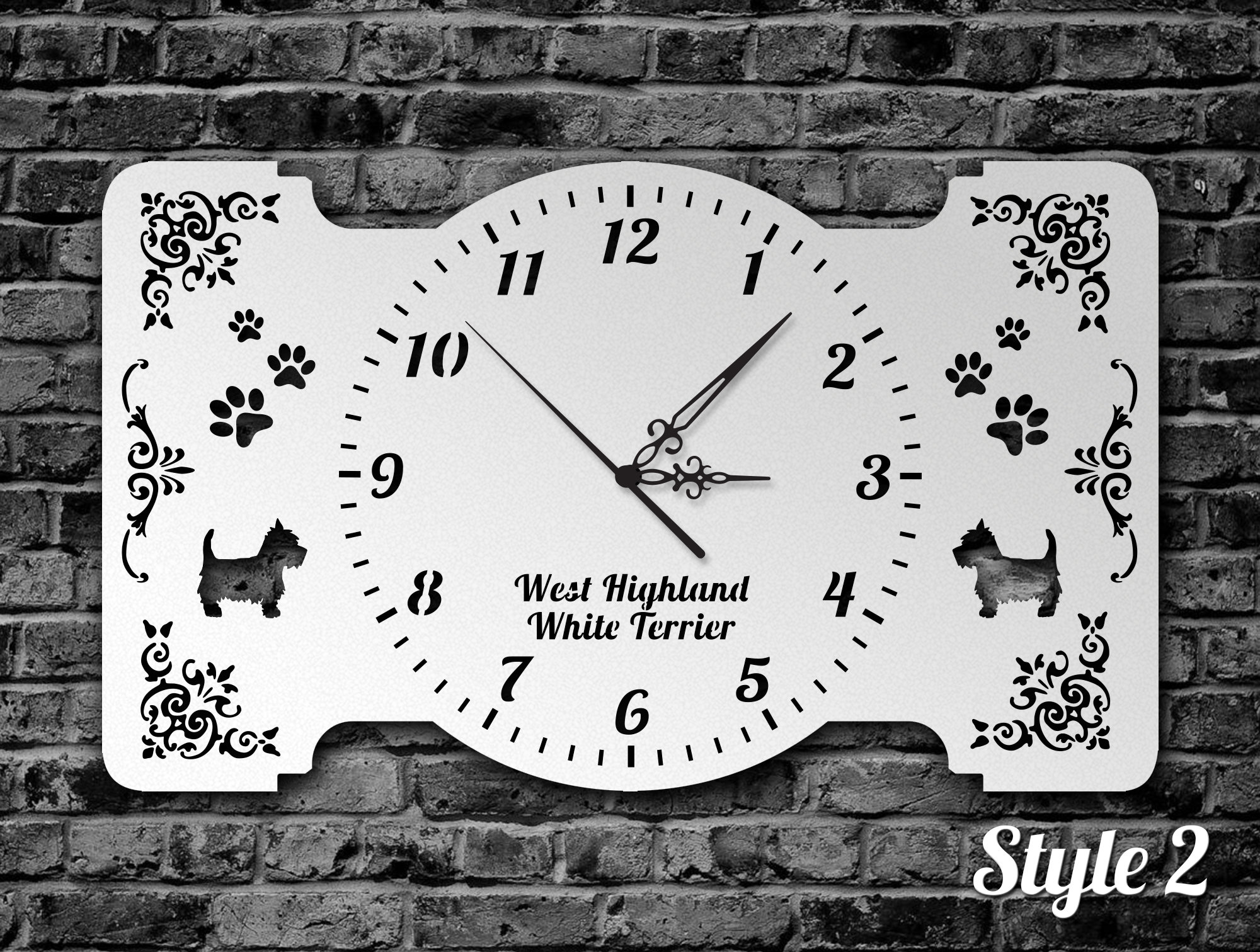 Wall Clock West Highland White Terrier Westie Etsy