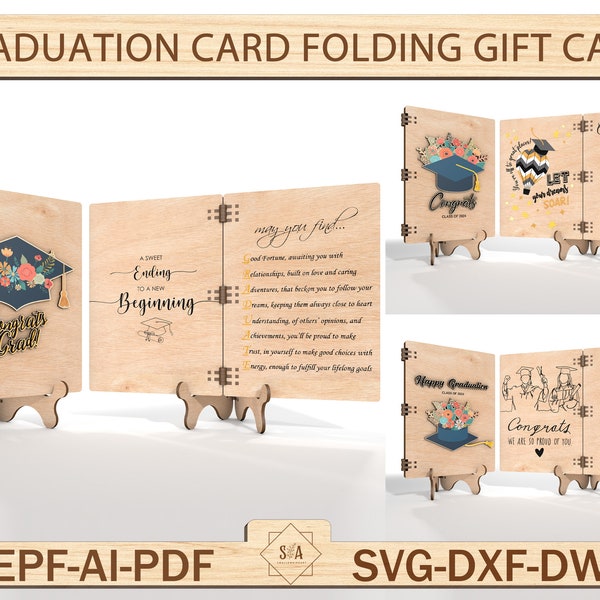 GraduatIon Geldgeschenkkarte, Geschenk für Doktoranden, GraduatIon Folding Cash Cards, Class Off 2024 Cut File, Scharnierdesign mit Geldtür