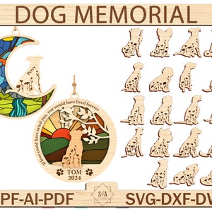 Adorno conmemorativo con nombre de perro personalizado, regalo conmemorativo para perros, pérdida de adorno para perros, svg para perros conmemorativos, archivos láser de adornos, archivos SVG Glowforge