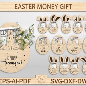 Ostertag Geldgeschenk Gutschein Lasercut svg, Geldgeschenk Ostern, Osterei , Osterhase Geldhalter, Osterei Geschenkkarte, Gutschein Ostern