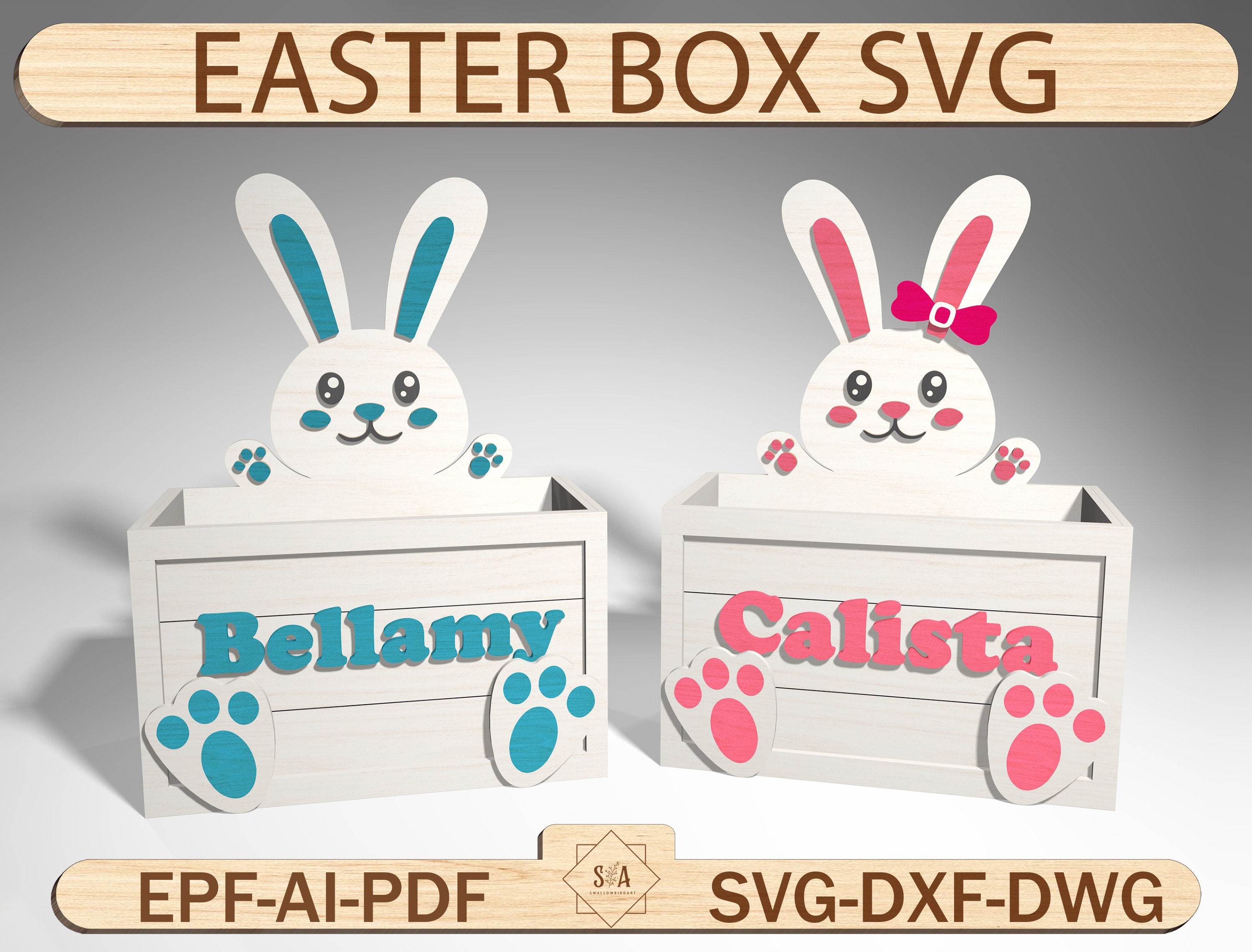 Bunny Basket Gift Box Laser Cut File Svg, Easter Box Template ,easter ...