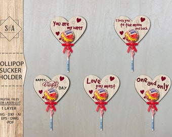 Bundle 20 Lollipop Sucker Holder Svg Laser Cut File,Valentines Day Gift For Kids,Glowforge Laser File,Sucker Holder File,Valentine Gift File