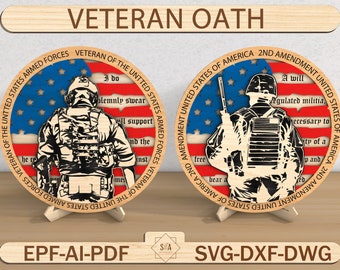 Veteran Oath of Enlistment Bordered Flag Svg,3D Illusion for Laser Engraving Svg, Veteran Svg, Glowforge SVG Files