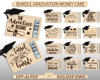 Bundle Graduation Congratulations Money Holder Gift, Graduation 2024 Money Holder ,Graduation Money Gift ,Class of 2024 Glowforge Laser File