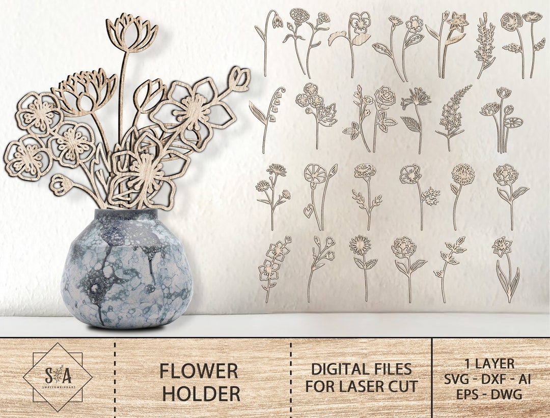 Mothers Day Flower Holder Svg, Rose Flower Holder Bundle SVG, Wooden