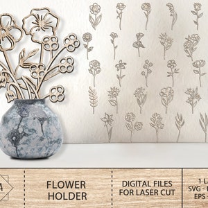 Wildblumen Laser geschnittene Dateien, Holz Blumenstrauß SVG, Blumen Muttertag Geschenk, Wildblumen Vorlage, Glowforge Cricut Fowers Muttertag