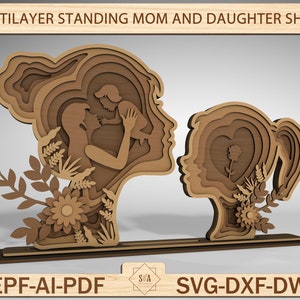 Forma de pé multicamadas, presente de feliz dia das mães para mãe e filho, mãe e filho Forma de pé multicamadas, presente de feliz dia das mães para mãe
