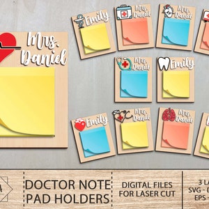 Nurses Note Holder Gift Svg Bundle , Doctor Note Pad Holders Svg , Nurses Note Laser Cut ,Note Holder Svg ,Nurse Gift Sticky Notepad Holder