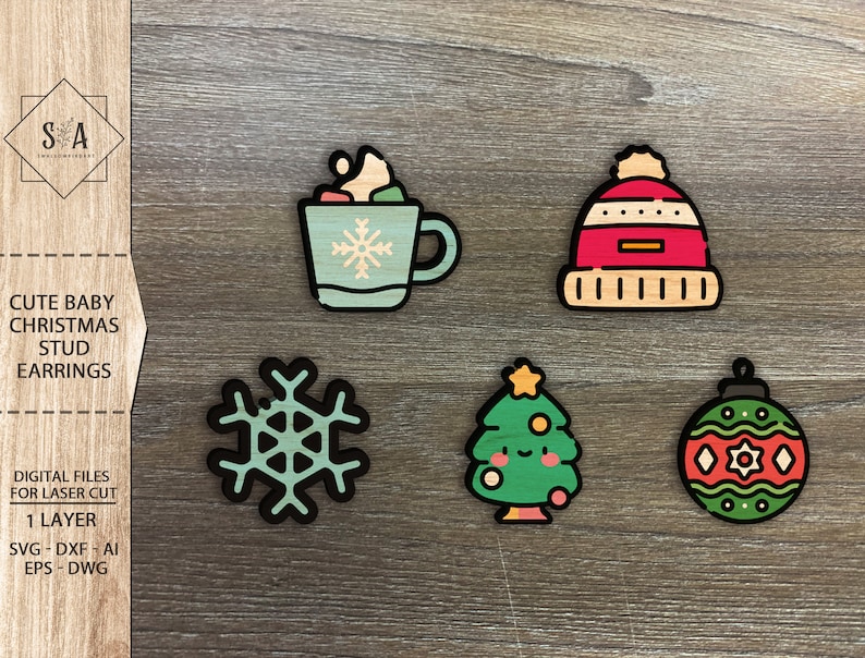 Christmas Stud Earrings Bundle SVG Christmas Earrings Etsy