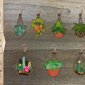 Paquete de pendientes de plantas colgantes SVG, pendientes de plantas, pendientes colgantes svg, pendientes florales, archivos de pendientes láser, pendientes Glowforge