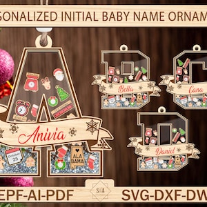 Adorno con nombre de bebé personalizado en formato SVG, primer adorno navideño para bebé en formato SVG, adorno Shake Babies en formato SVG, regalo para bebé recién nacido, archivos SVG de Glowforge