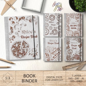 Gepersonaliseerde Receptenboek Binder SVG, Houten kookboekrecepten Lasergesneden bestanden, Valentijnsdagcadeau, Moederdagcadeau, Glowforge SVG-bestanden