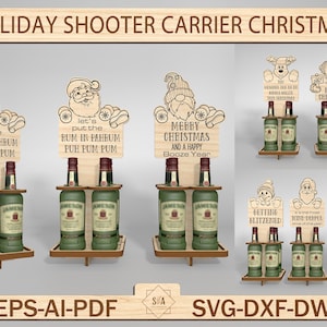 Christmas Shooter Liquor Laser Cut File Svg, Christmas Shot Bottle Holder Svg,Funny Alcohol Christmas Svg,Holiday Shooter Carrier Christmas