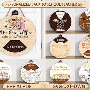 Personalized Back To School Teacher Gift, Custom Rotating Teacher Name Sign, Spinning Teacher Hanging Sign, Private Office Welcome Door Sign