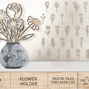 Floral Mother‘s Day Gift Svg Bundle ,Birthday Flowers Wooden Flower Bouquet Svg, Laser Cut Flowers Svg, Wooden Flowers Svg, Floral Decor Svg