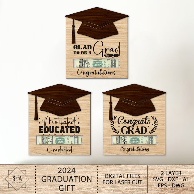 Graduation Money Gift Card Holder Laser Cut Bundle , Class of 2024 ...