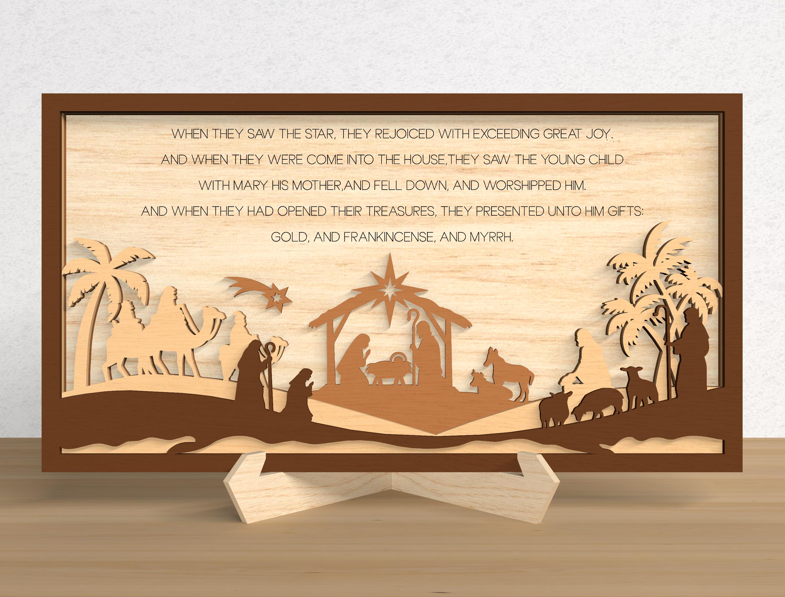 Visual Sign Nativity Nativity Scene Standing Wood Sign Svg, Nativity Standing Laser Cut ...