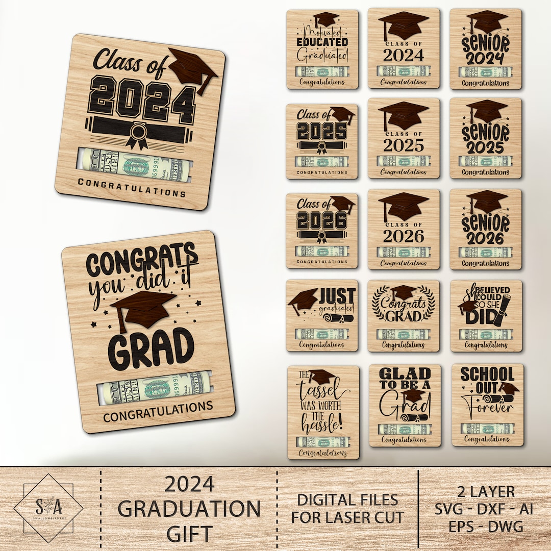 Bundle Graduation Money Gift Card Holder Laser Cut, Class of 2024 ...