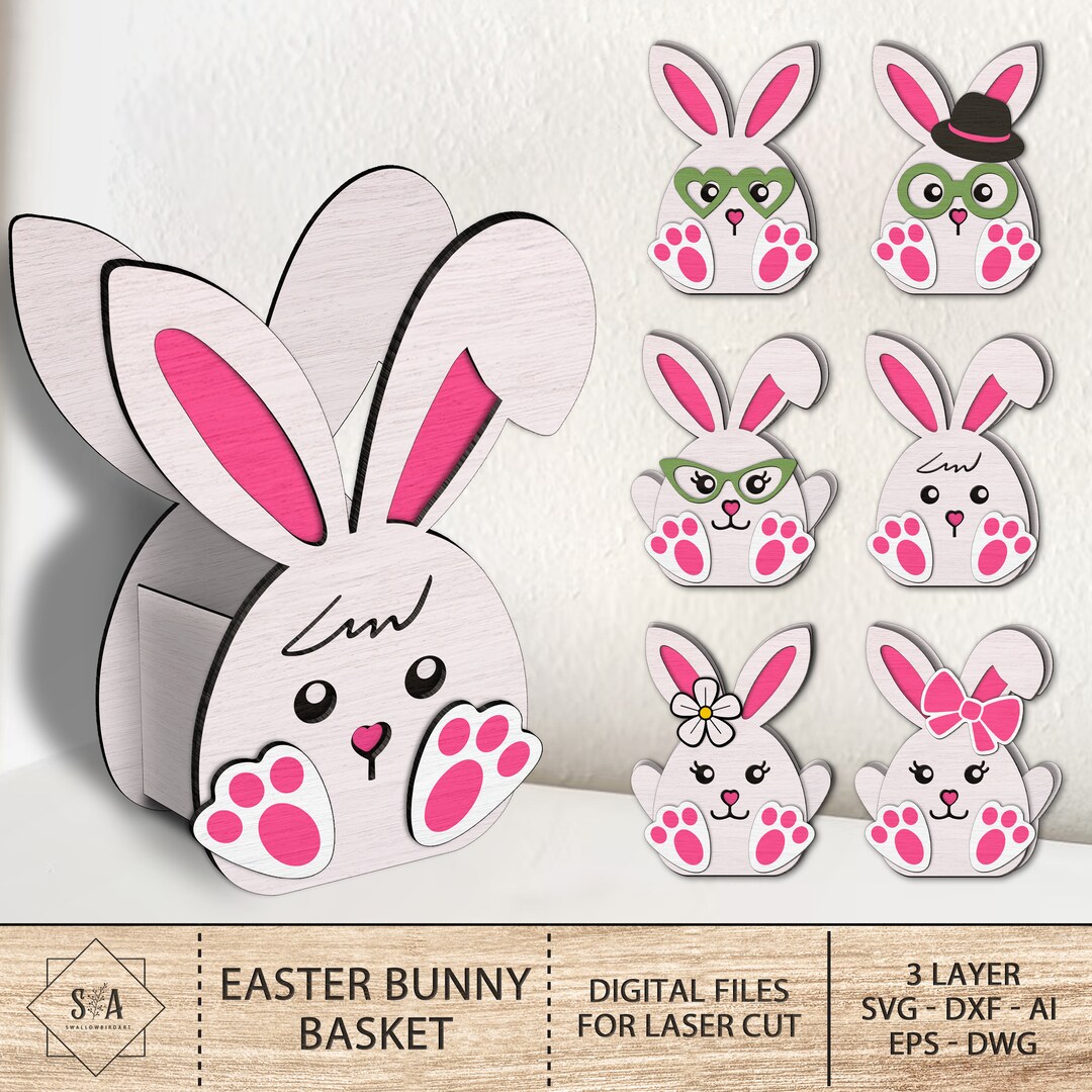 Easter Bunny Basket Bundle Svg,easter Bunny Design for Laser Cut ...