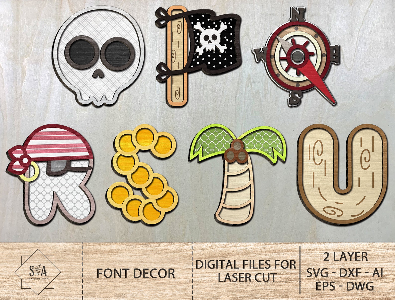 Pirate Alphabet Font Bundle Svg, Sweet Pirates Alphabet SVG , Alphabet ...