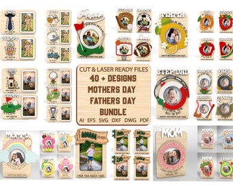 Bundle 40+ Mother‘s Day, Father’s Day Photo Frame Magnet,Mother‘s Day Gift,Father’s Day Gift ,Mom Fridge Magnet Photo Frame,Laser Ready File