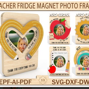 Lehrer-Kühlschrankmagnet-Fotorahmen, Kühlschrankmagnet-Svg, Lehreranerkennungsgeschenk, danke Frau, Lehrergeschenk Glowforge, Geschenk für Lehrer